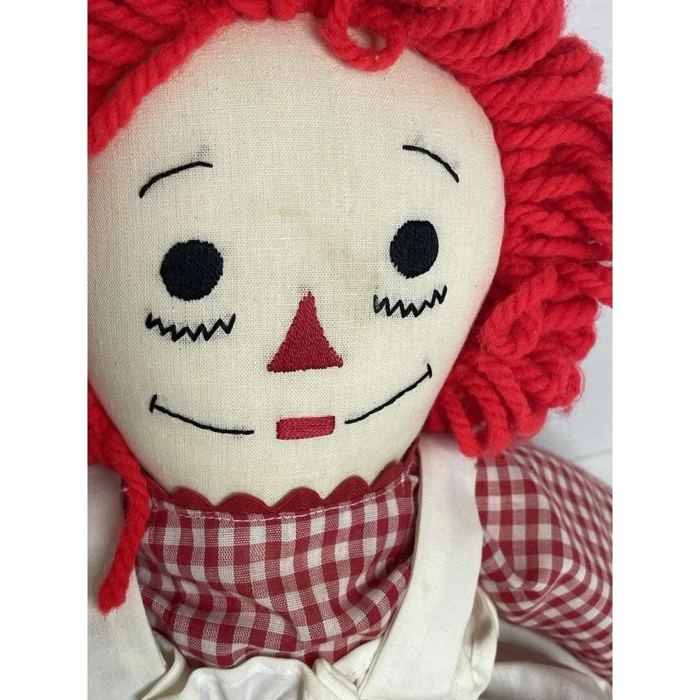 Vintage Raggedy Ann  Handmade Doll 19 Inch Embroidered Face & Heart